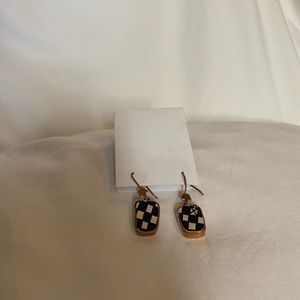 Black and white Mexican copper checkered earrings